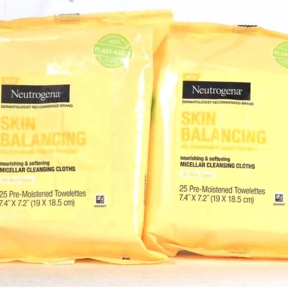 2 Packs Neutrogena Skin Balancing Vitamin Complex Micellar Cleanser 25 Count New